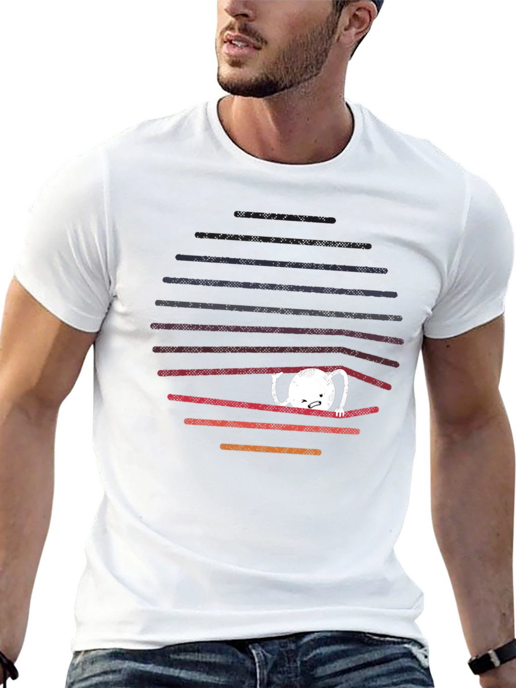 Unique Graphic Tee: Behind Bars Cotton Blend Shirt