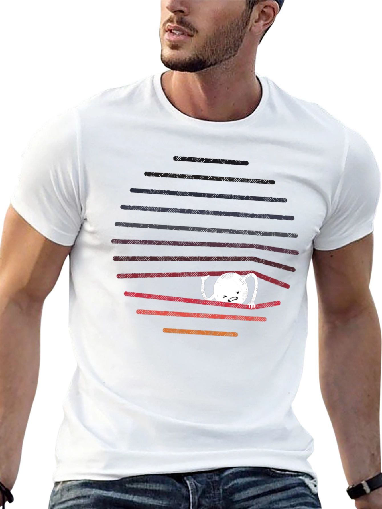 Unique Graphic Tee: Behind Bars Cotton Blend Shirt