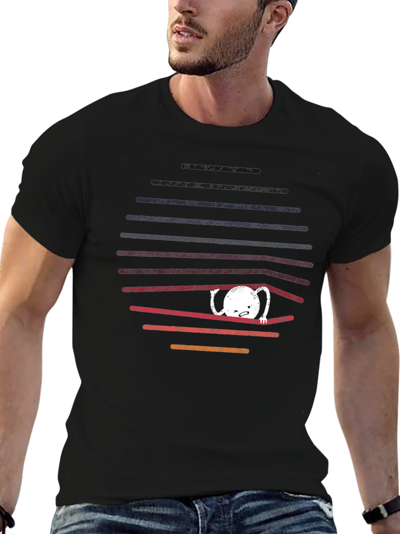 Unique Graphic Tee: Behind Bars Cotton Blend Shirt