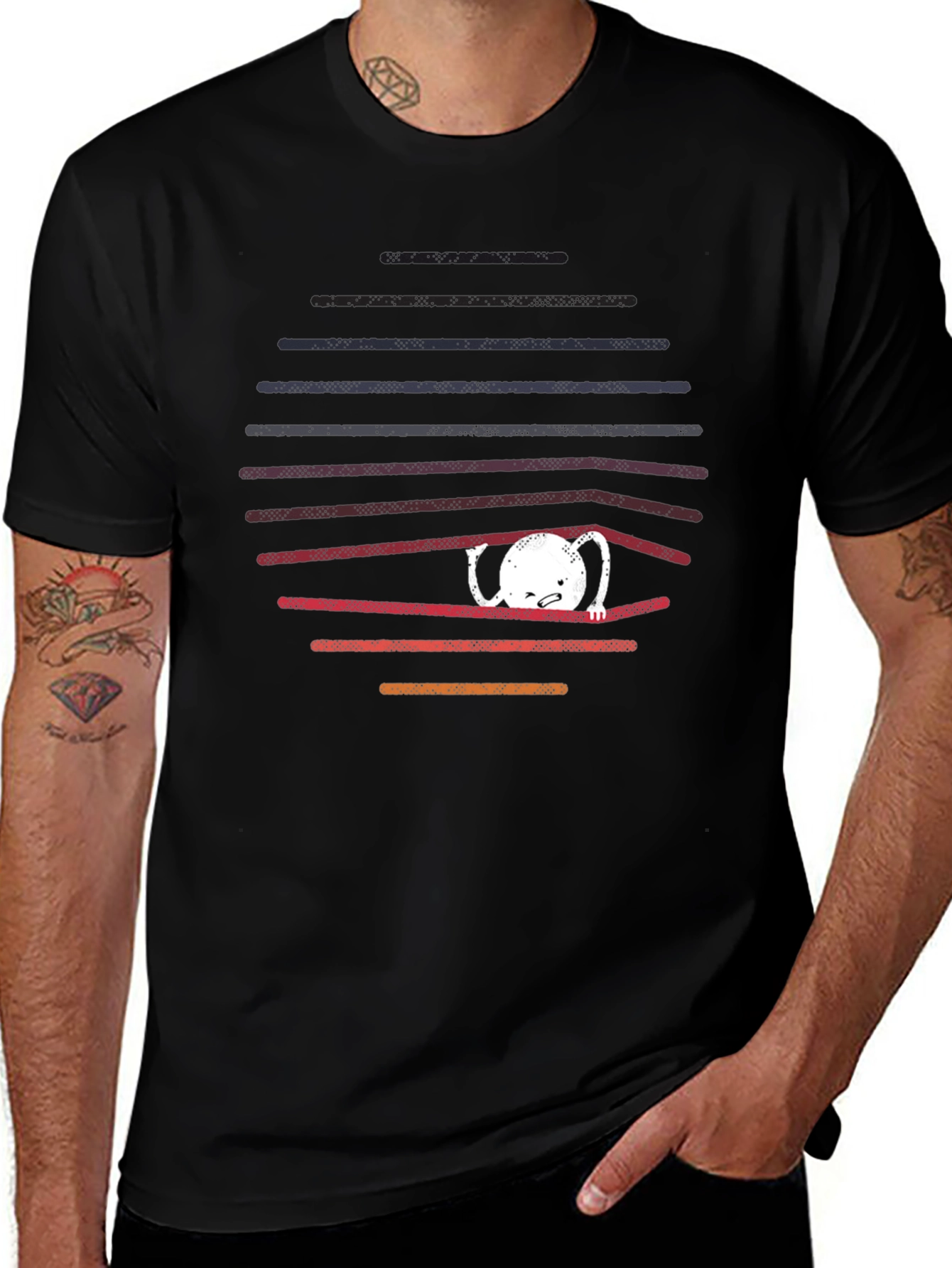 Unique Graphic Tee: Behind Bars Cotton Blend Shirt