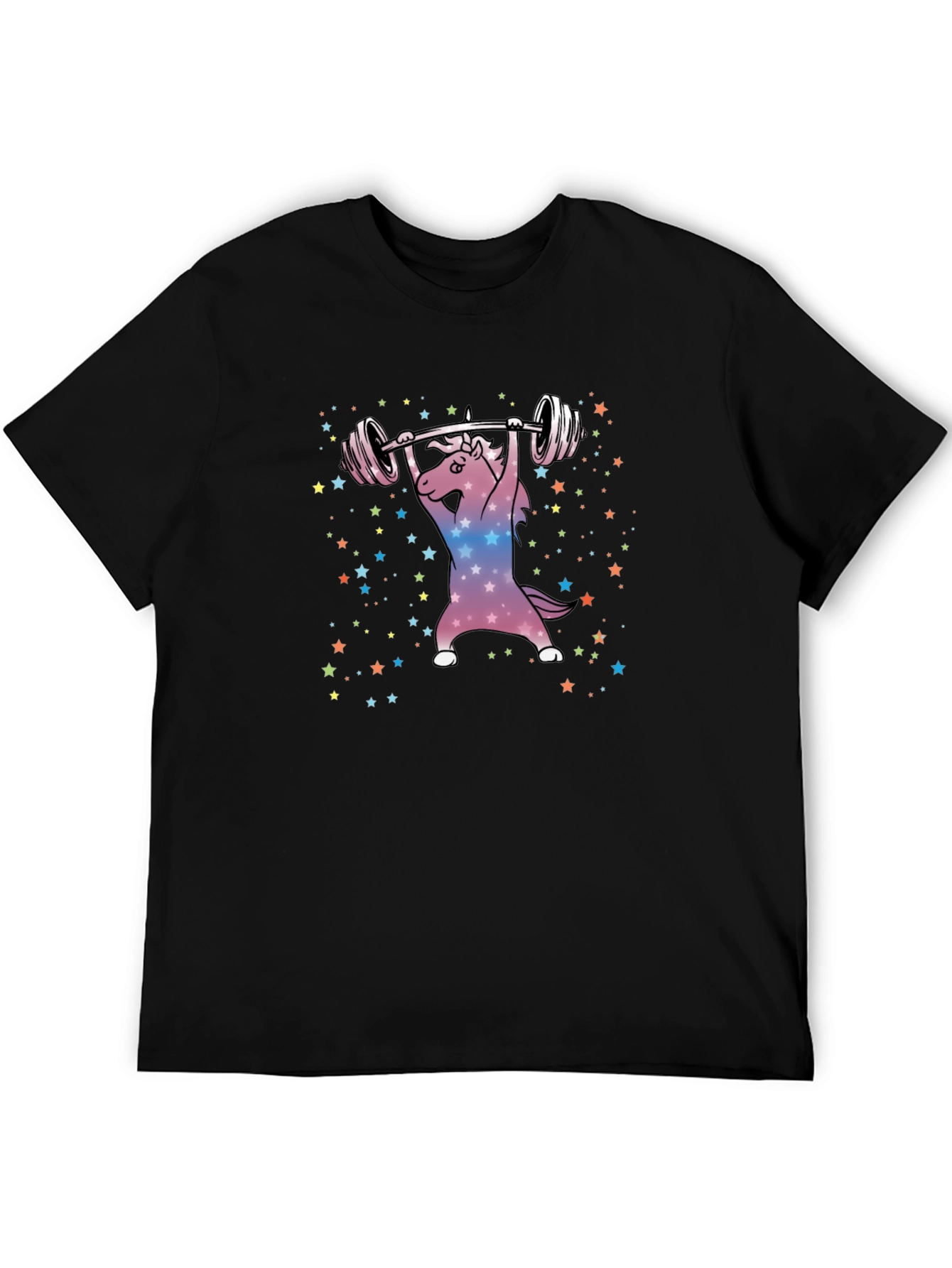 Unicorn Weightlifting T-Shirt - Galaxy Star Design