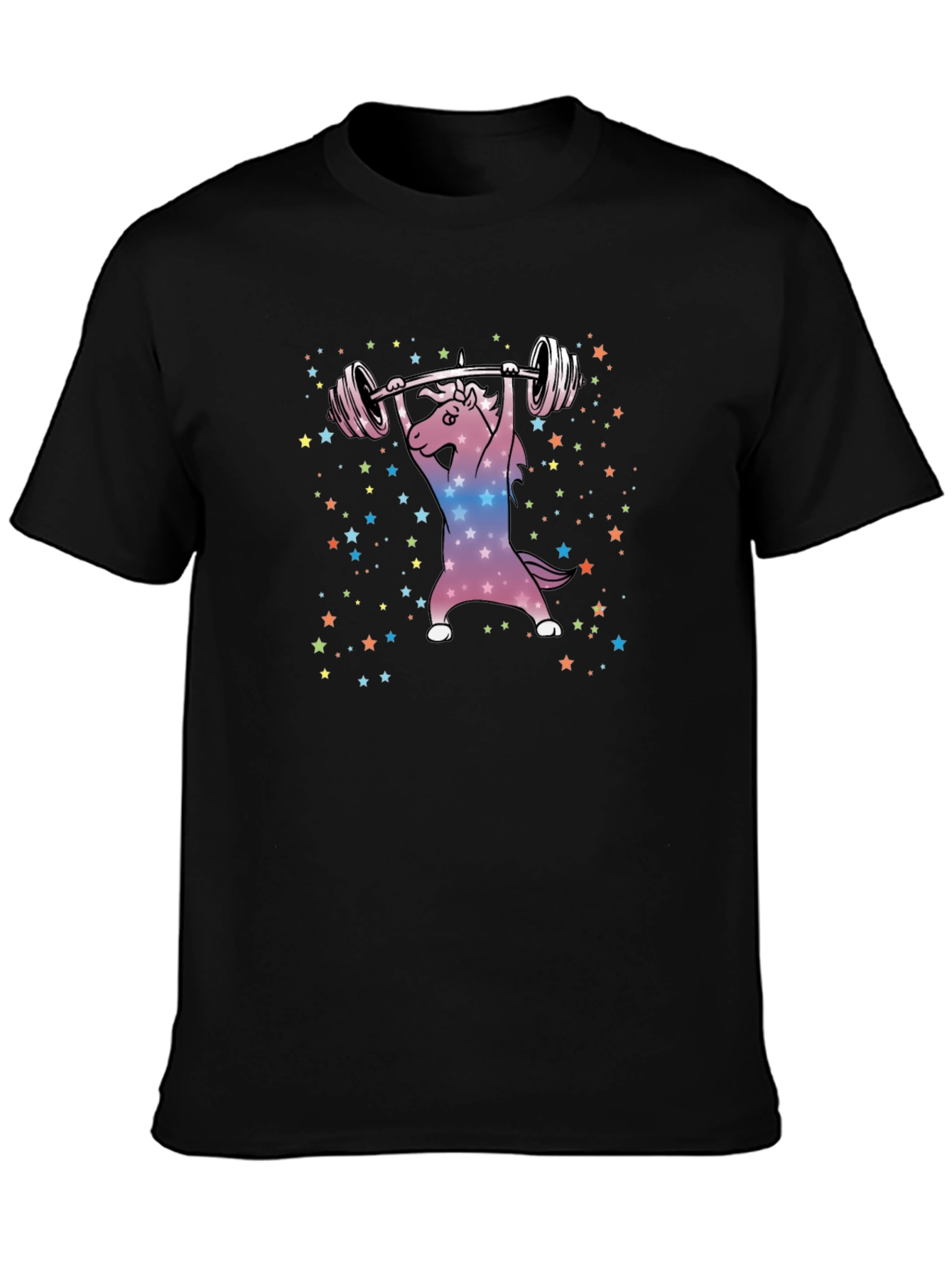 Unicorn Weightlifting T-Shirt - Galaxy Star Design