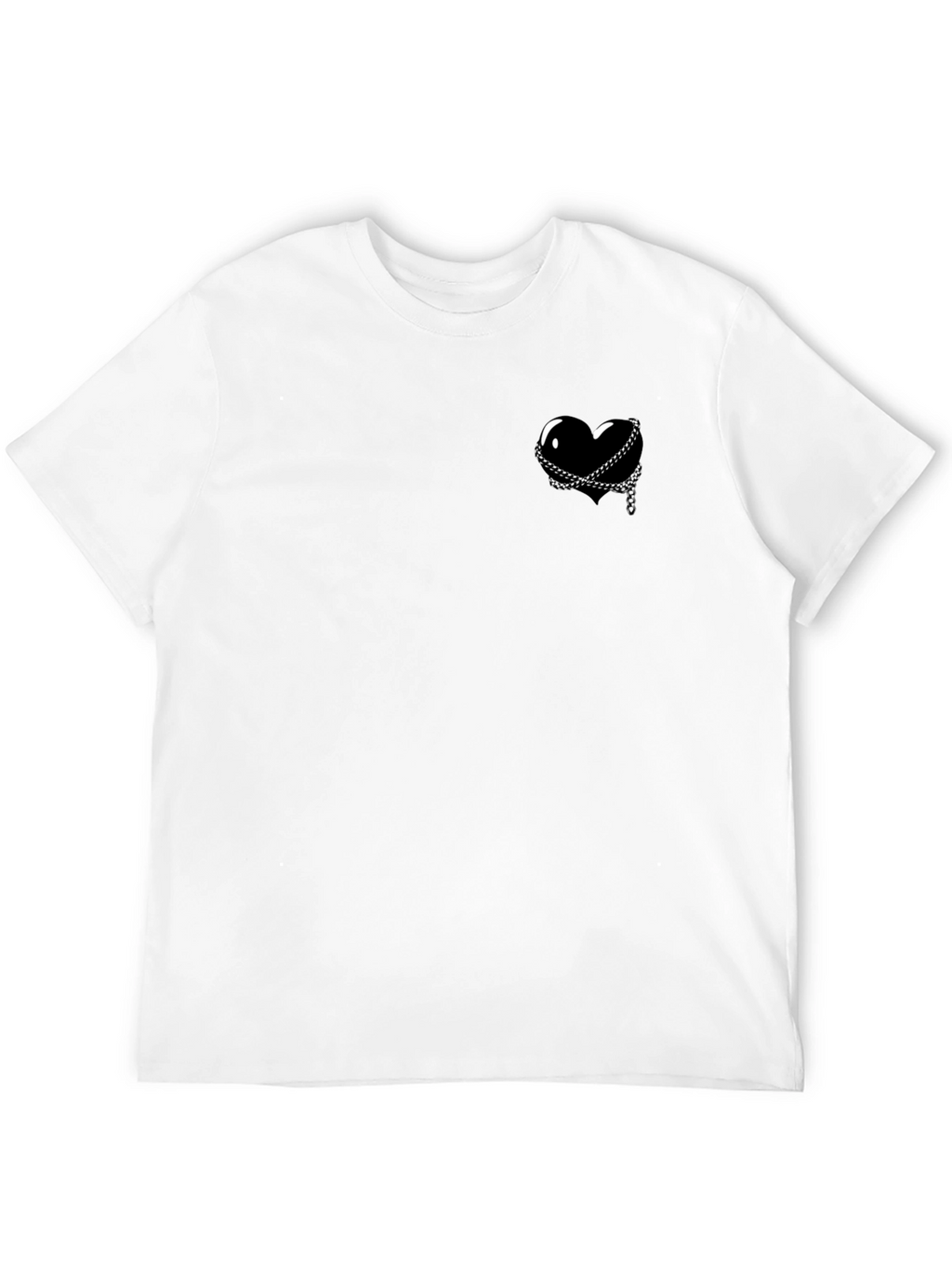 Black Heart & Chain Graphic Tee - Edgy Style