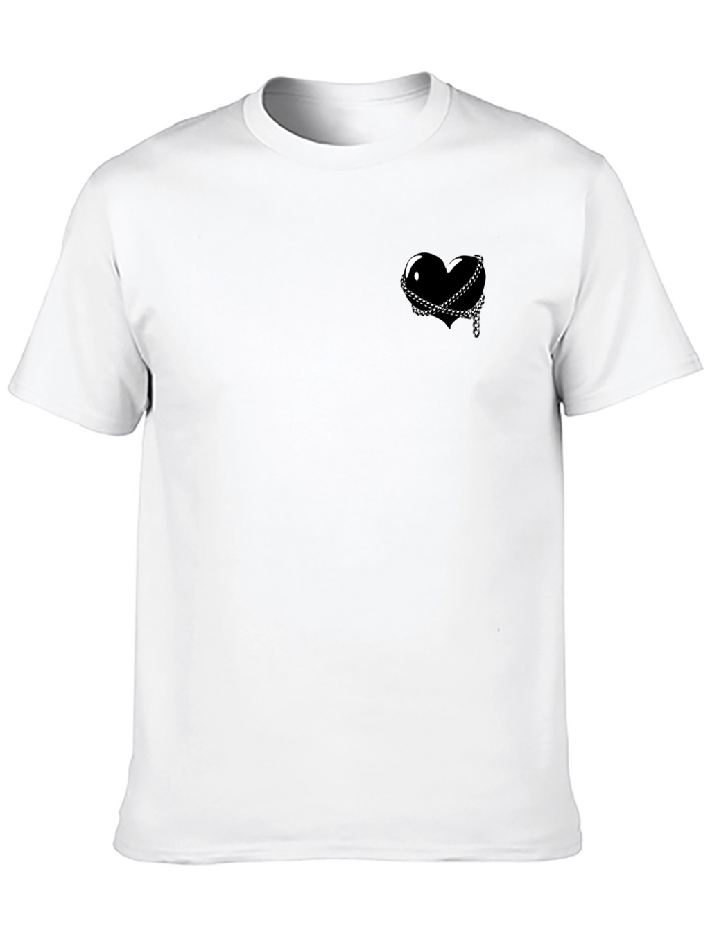 Black Heart & Chain Graphic Tee - Edgy Style
