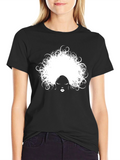 Afro Woman Graphic Tee - Stylish Black Cotton T-Shirt