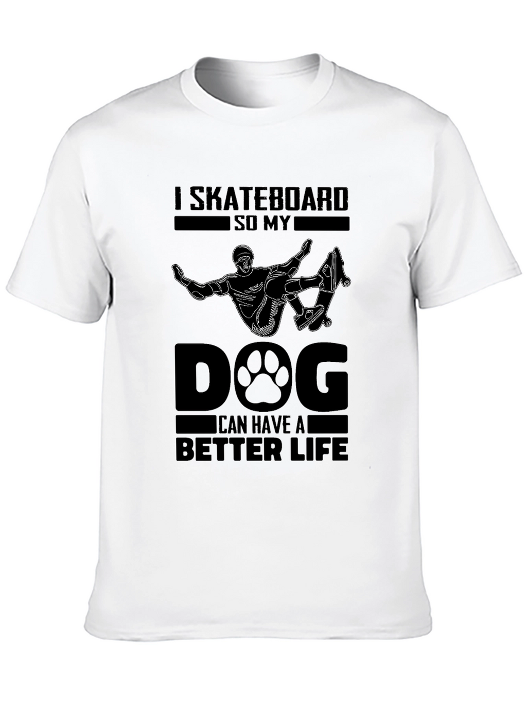 Skateboard Dog Life Graphic Tee - Black Cotton