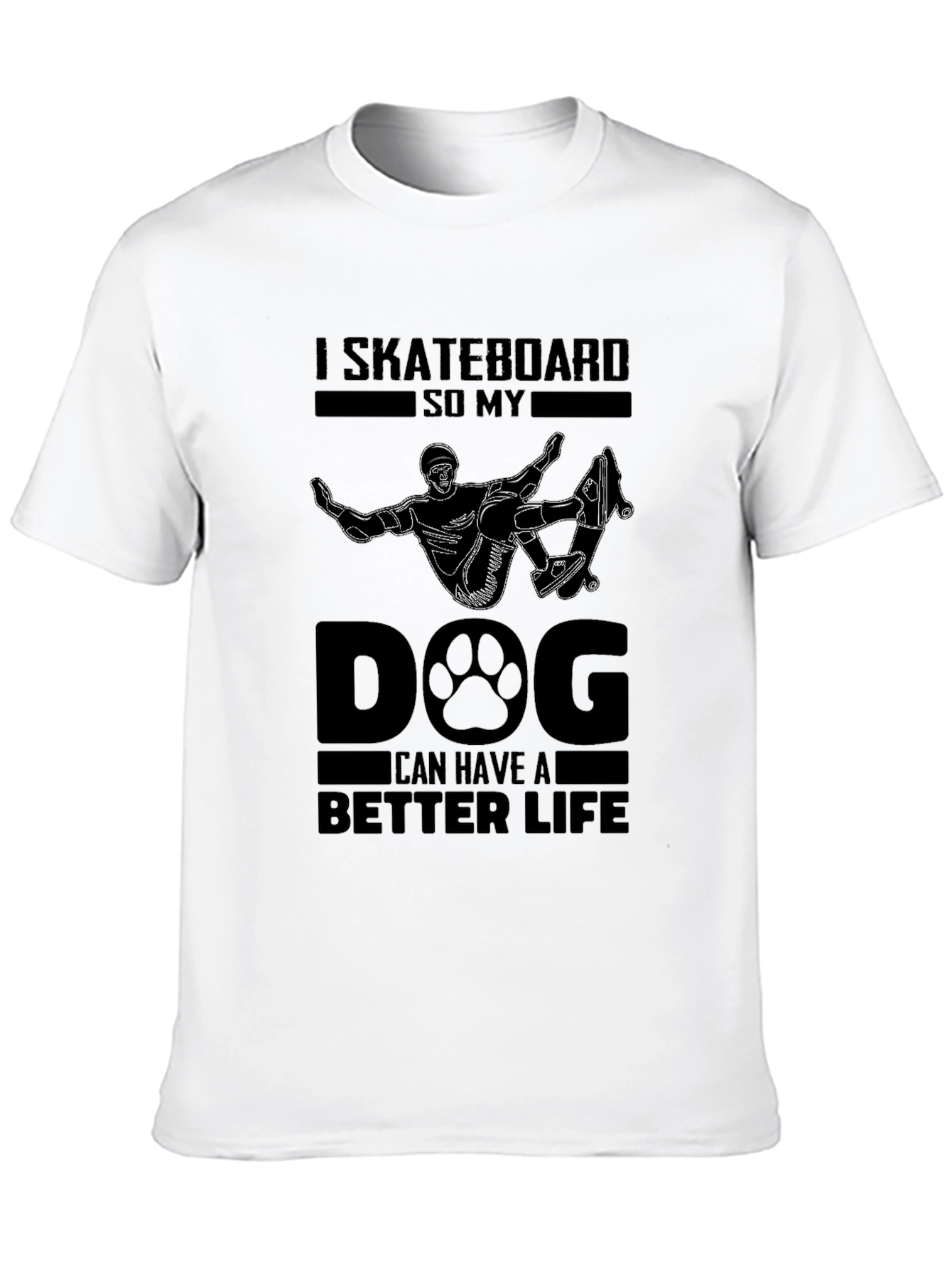 Skateboard Dog Life Graphic Tee - Black Cotton