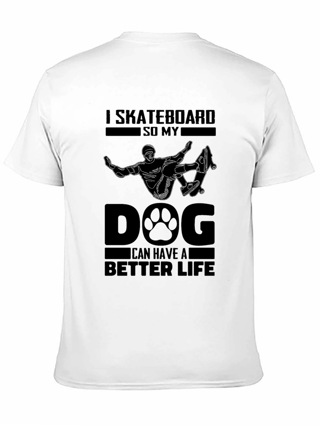 Skateboard Dog Life Graphic Tee - Black Cotton