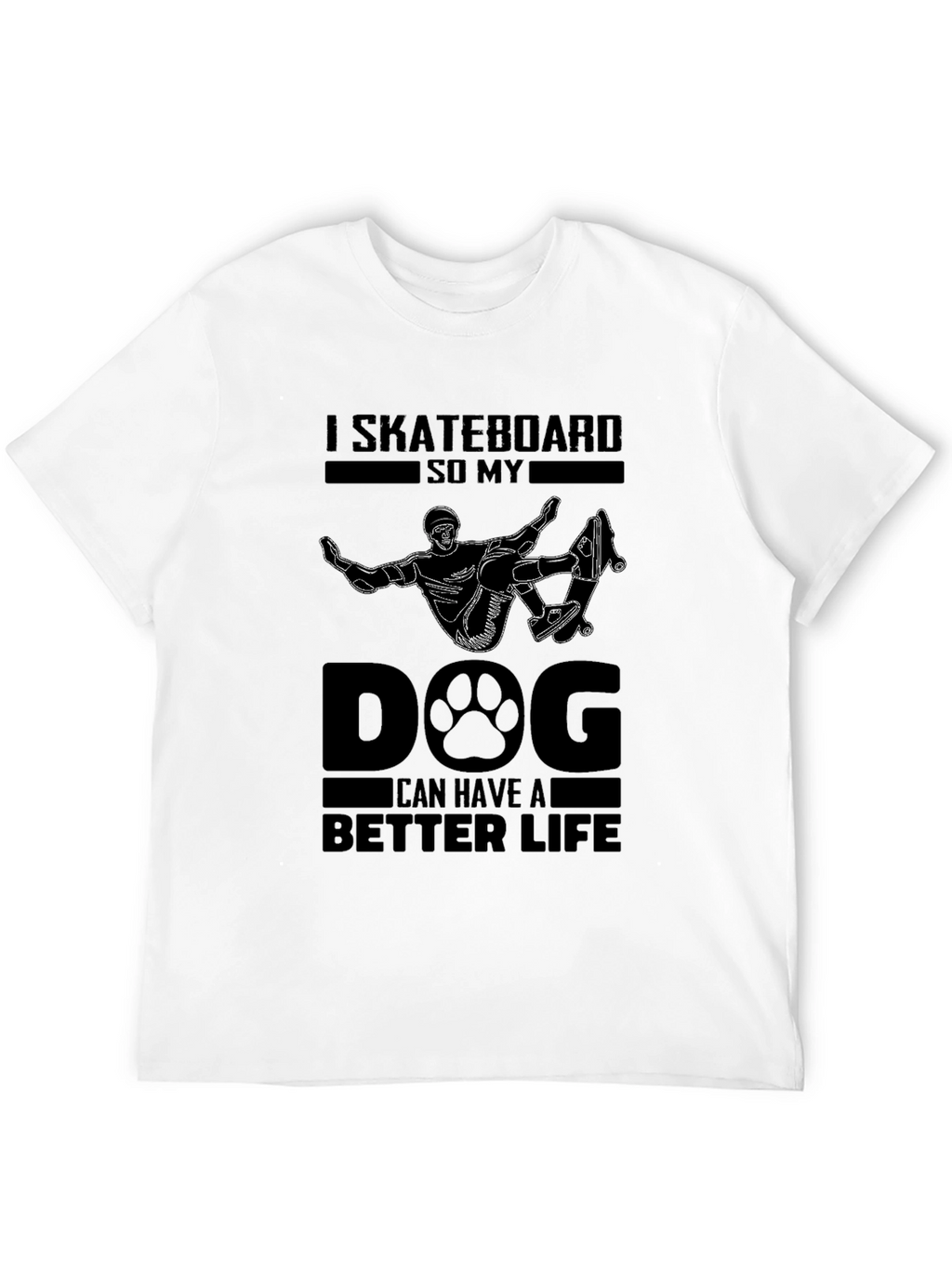 Skateboard Dog Life Graphic Tee - Black Cotton