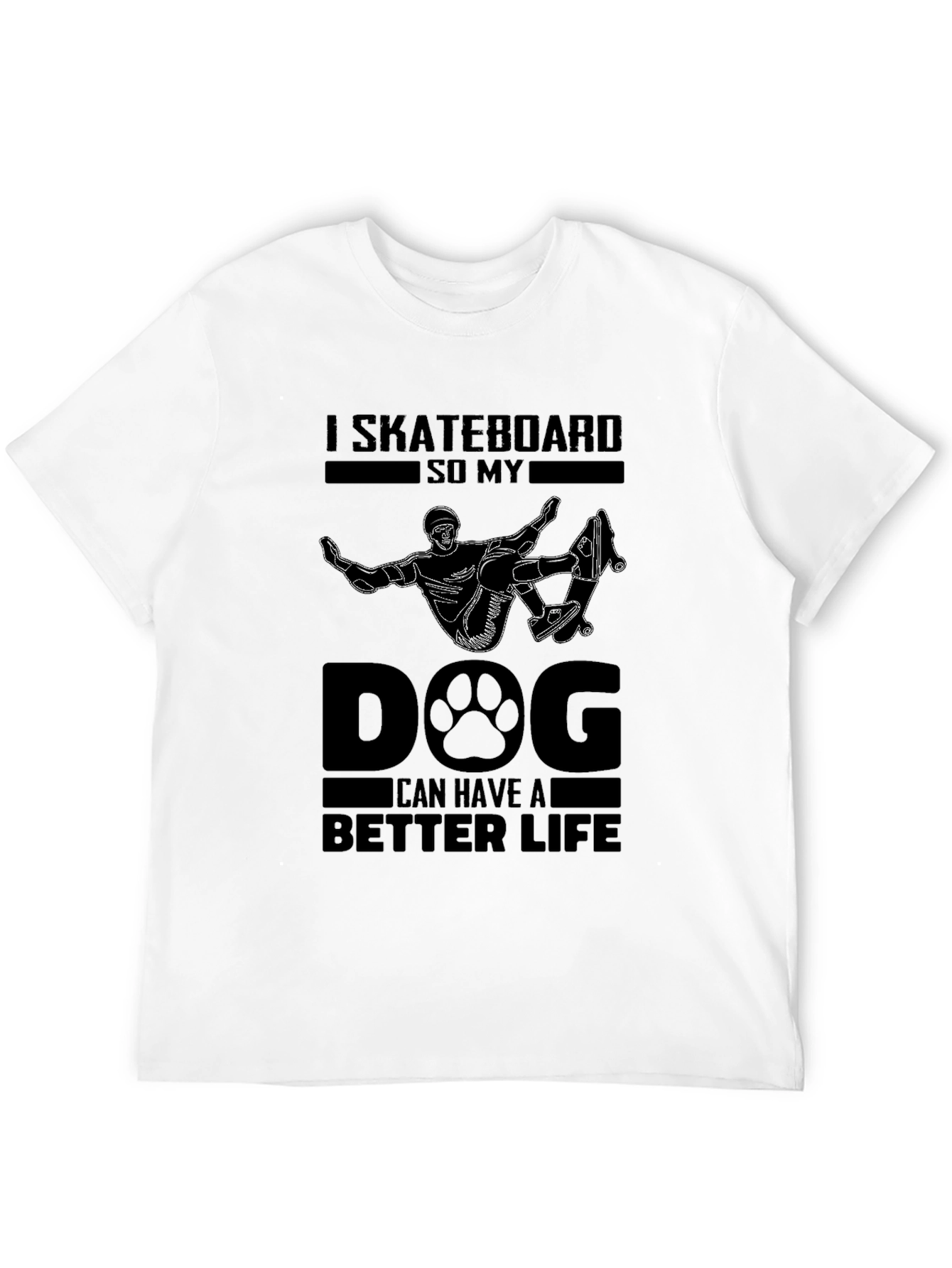 Skateboard Dog Life Graphic Tee - Black Cotton