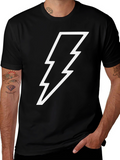 Black T-Shirt with White Lightning Bolt Design