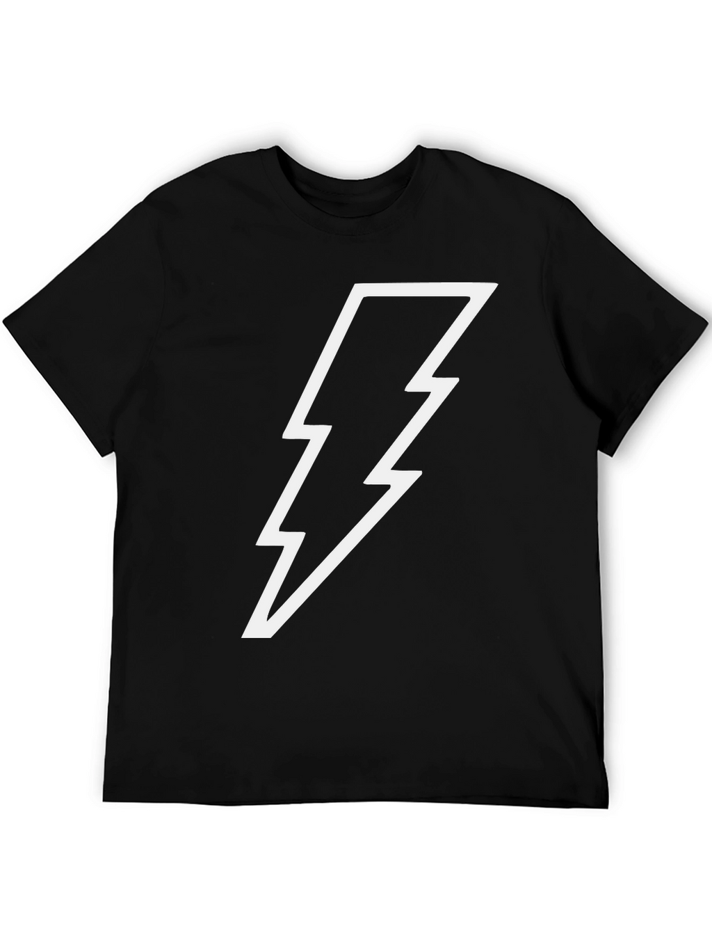 Black T-Shirt with White Lightning Bolt Design