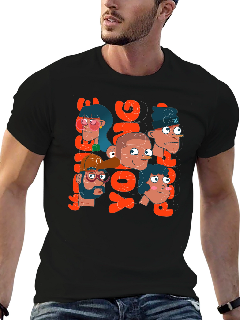 Cartoon Character Graphic Print Mens T-Shirt
