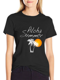 Aloha Summer Black Graphic T-Shirt