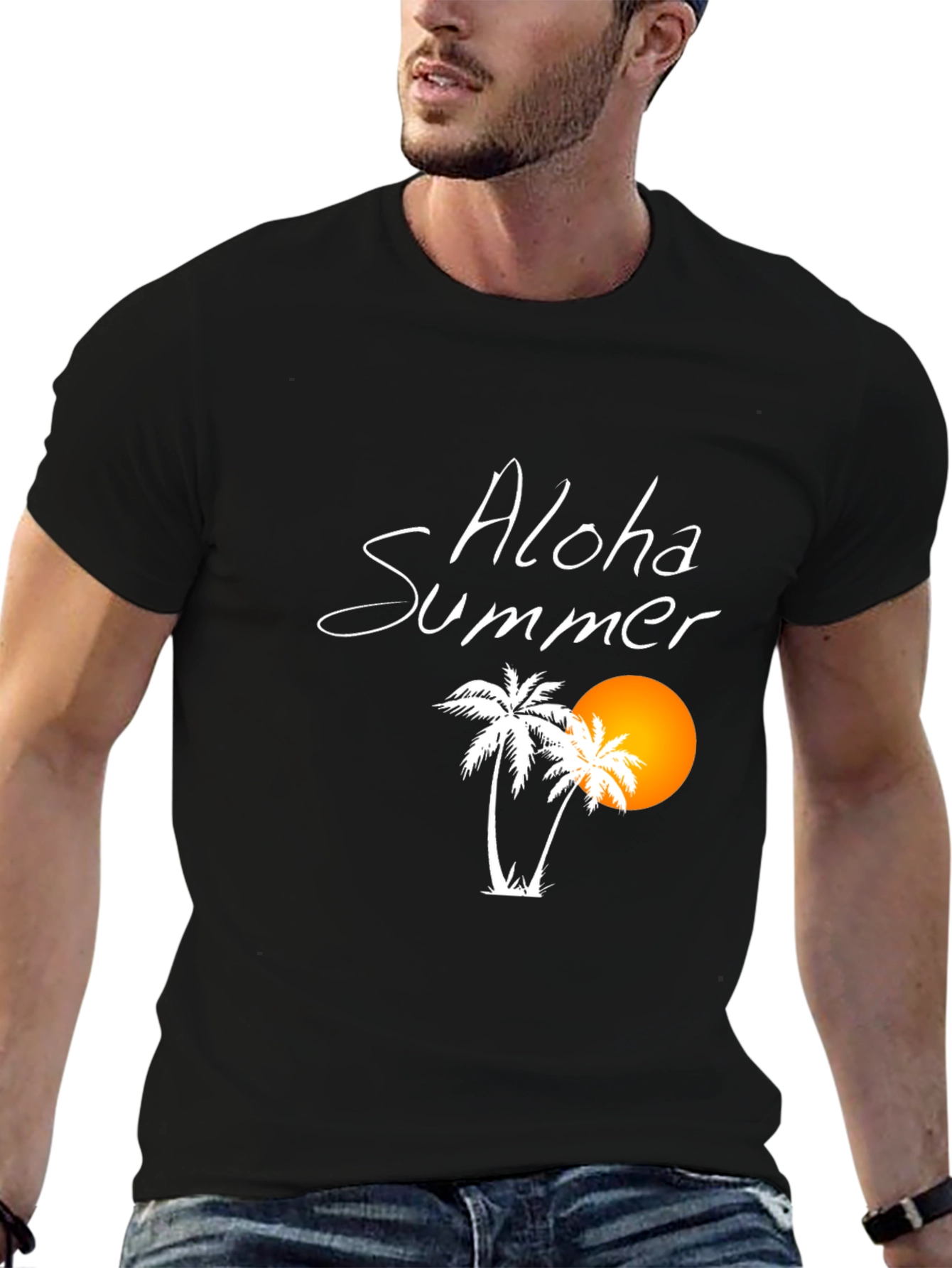 Aloha Summer Black Graphic T-Shirt