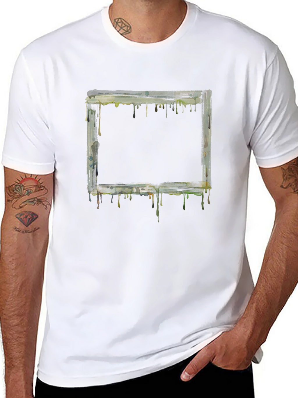 Dripping Frame Graphic Tee - Modern Art Shirt