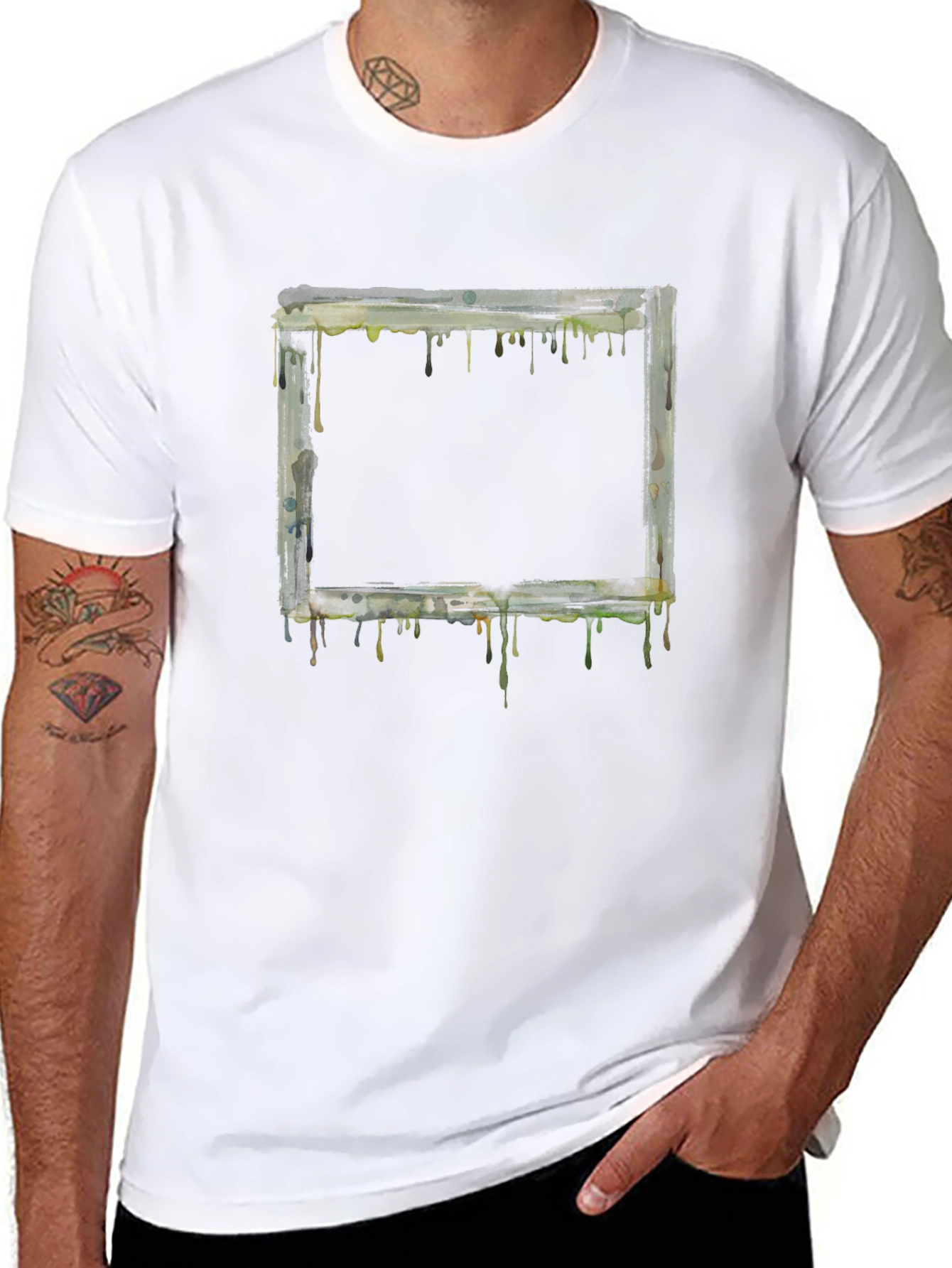 Dripping Frame Graphic Tee - Modern Art Shirt