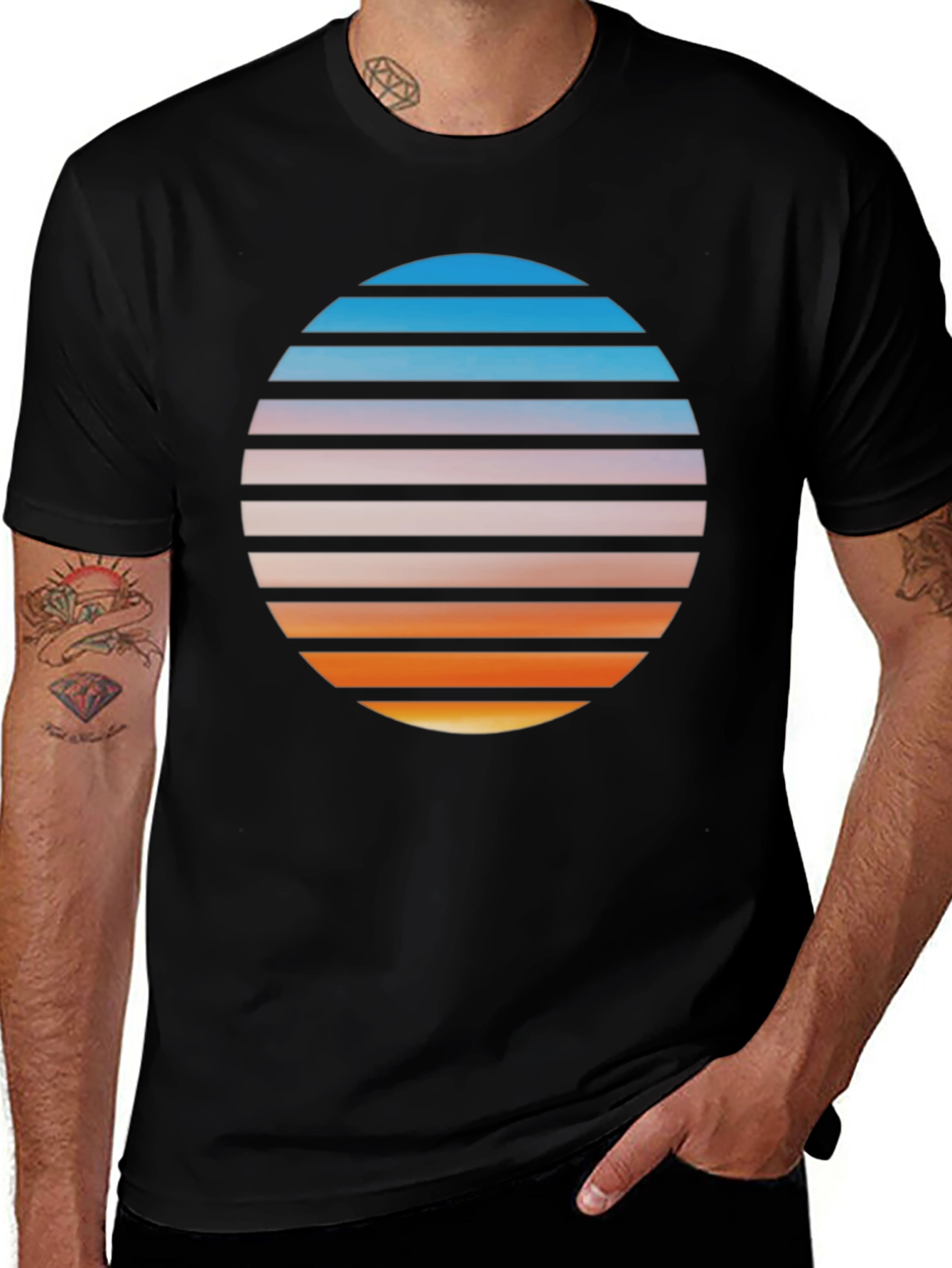 Retro Sunset Graphic T-Shirt - Black