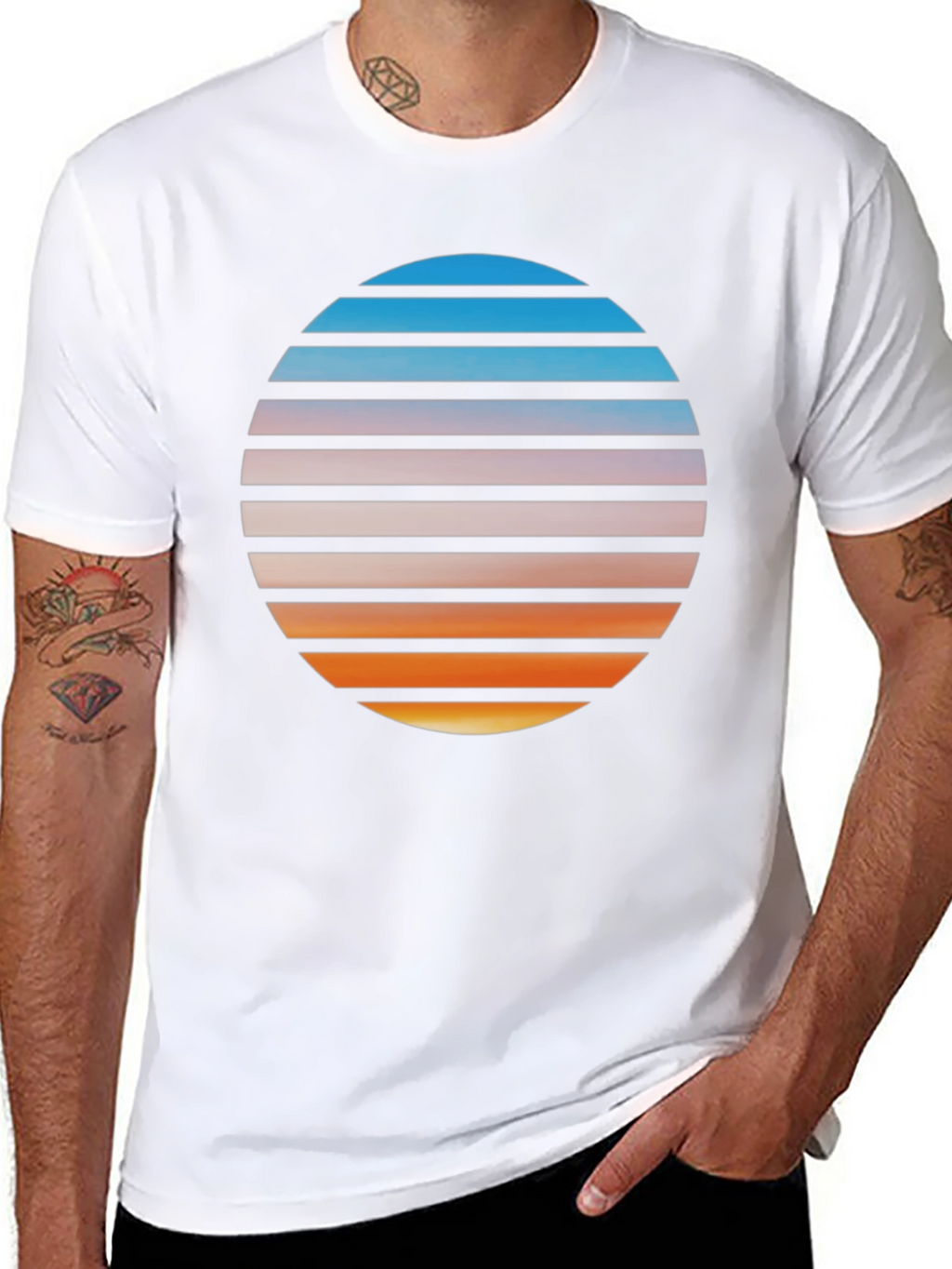 Retro Sunset Graphic T-Shirt - Black