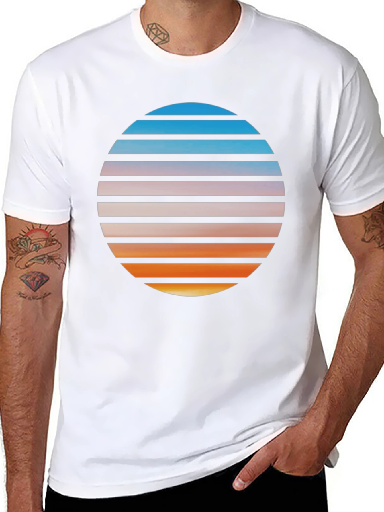 Retro Sunset Graphic T-Shirt - Black
