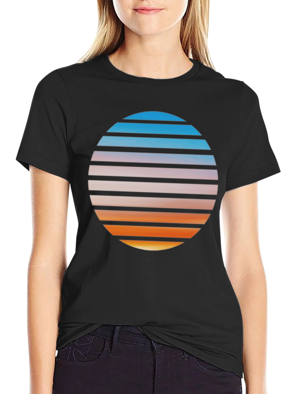 Retro Sunset Graphic T-Shirt - Black