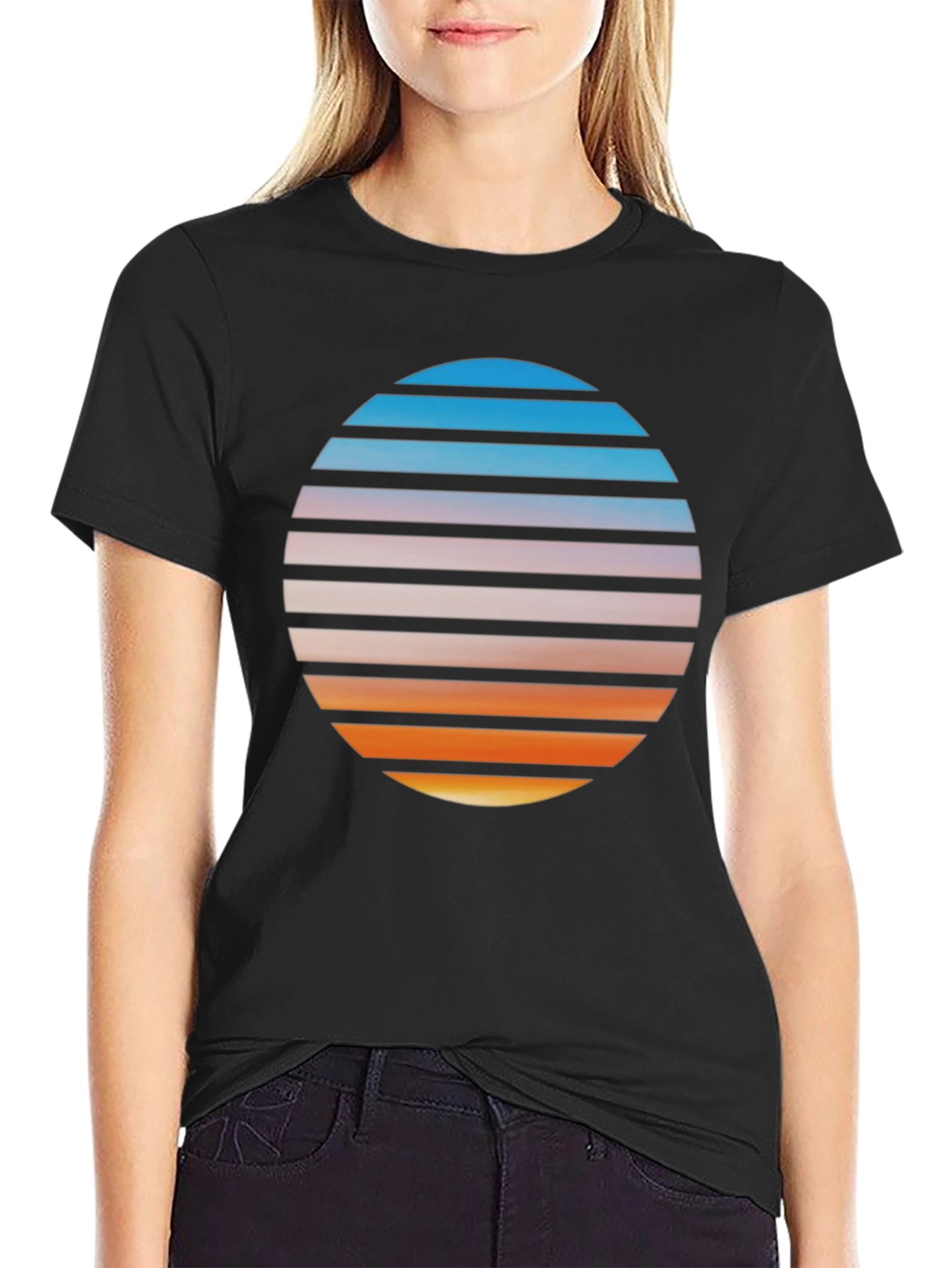 Retro Sunset Graphic T-Shirt - Black
