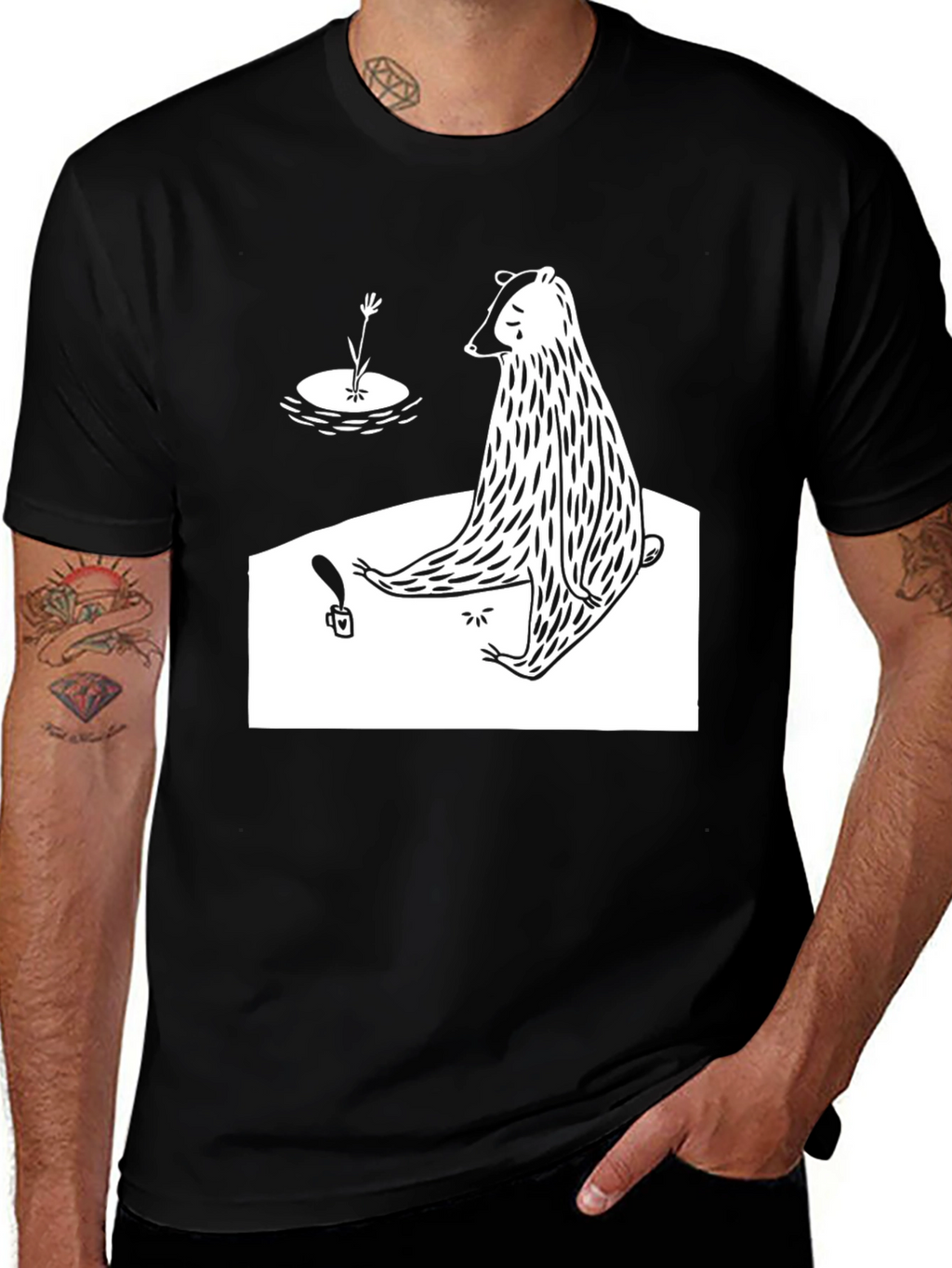 Sad Bear T-Shirt - Black Graphic Tee