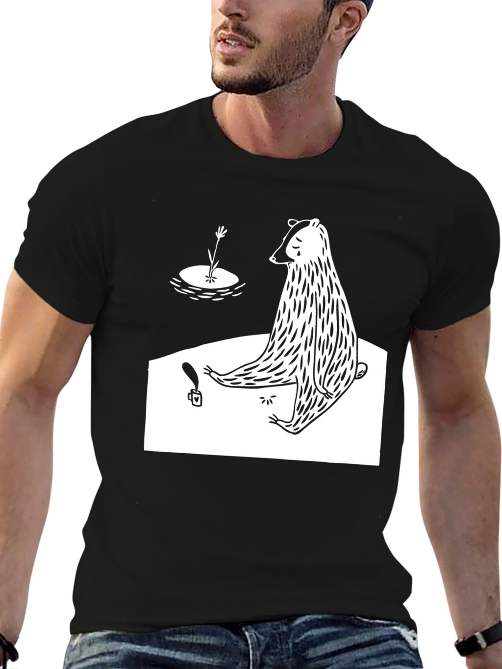 Sad Bear T-Shirt - Black Graphic Tee