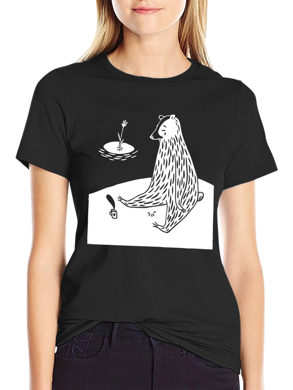 Sad Bear T-Shirt - Black Graphic Tee