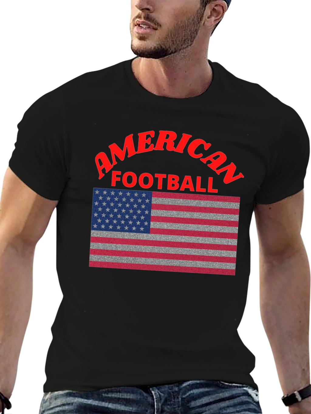 American Football USA Flag Graphic T-Shirt