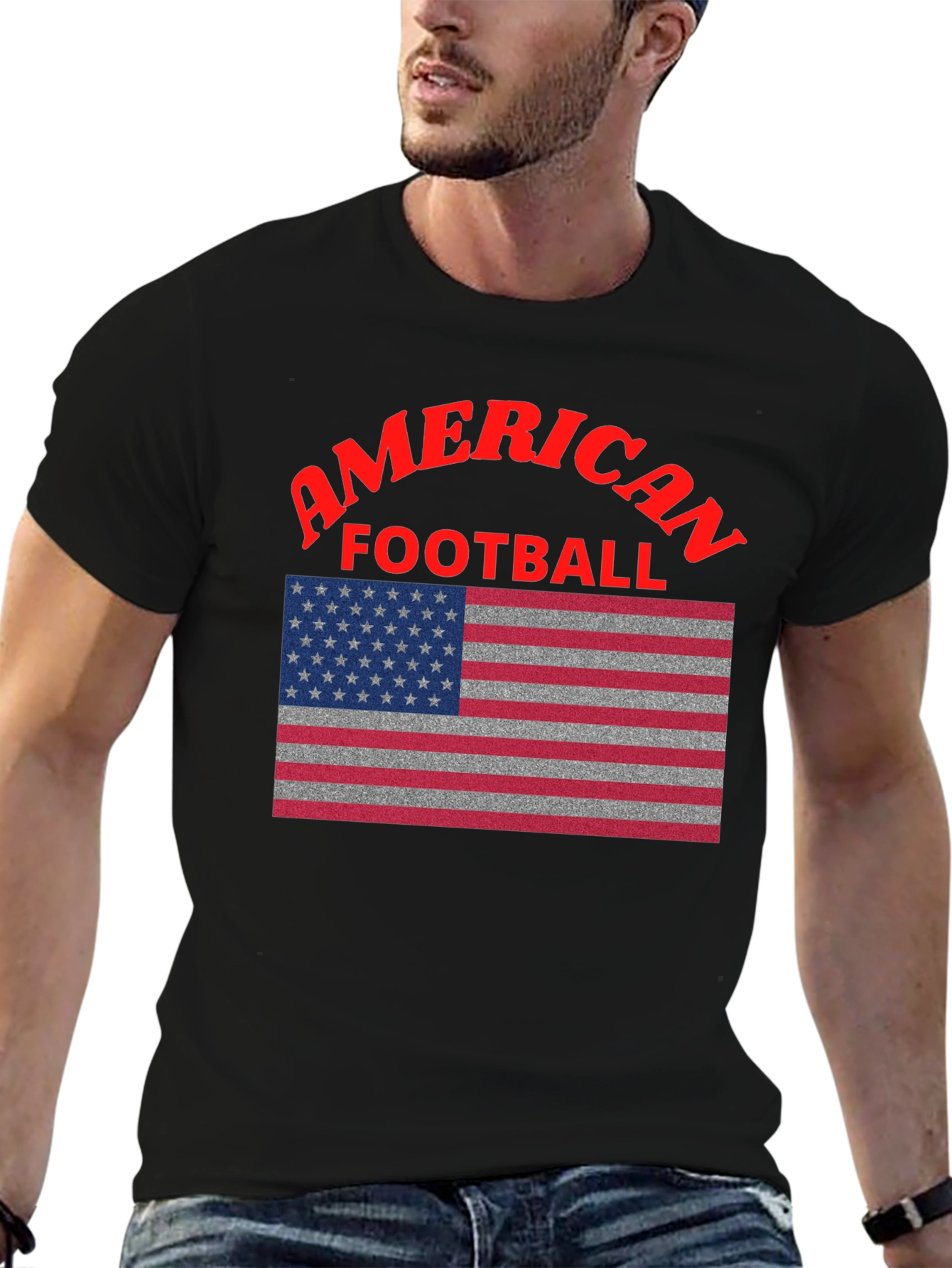 American Football USA Flag Graphic T-Shirt