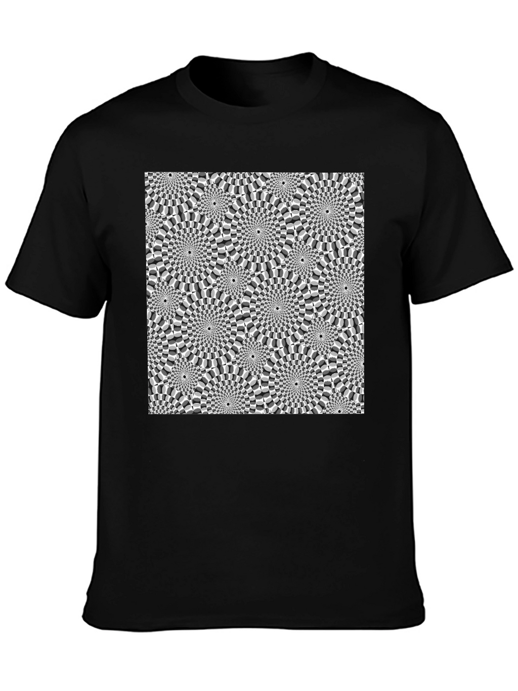 Optical Illusion Graphic Print Black T-Shirt