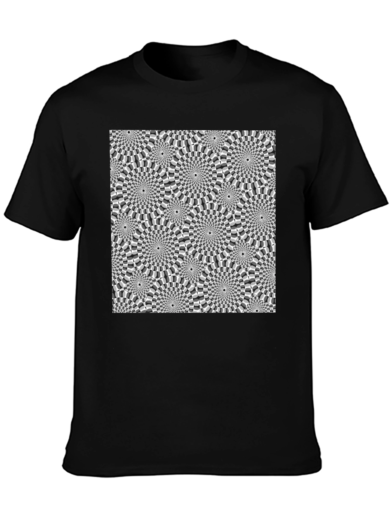 Optical Illusion Graphic Print Black T-Shirt