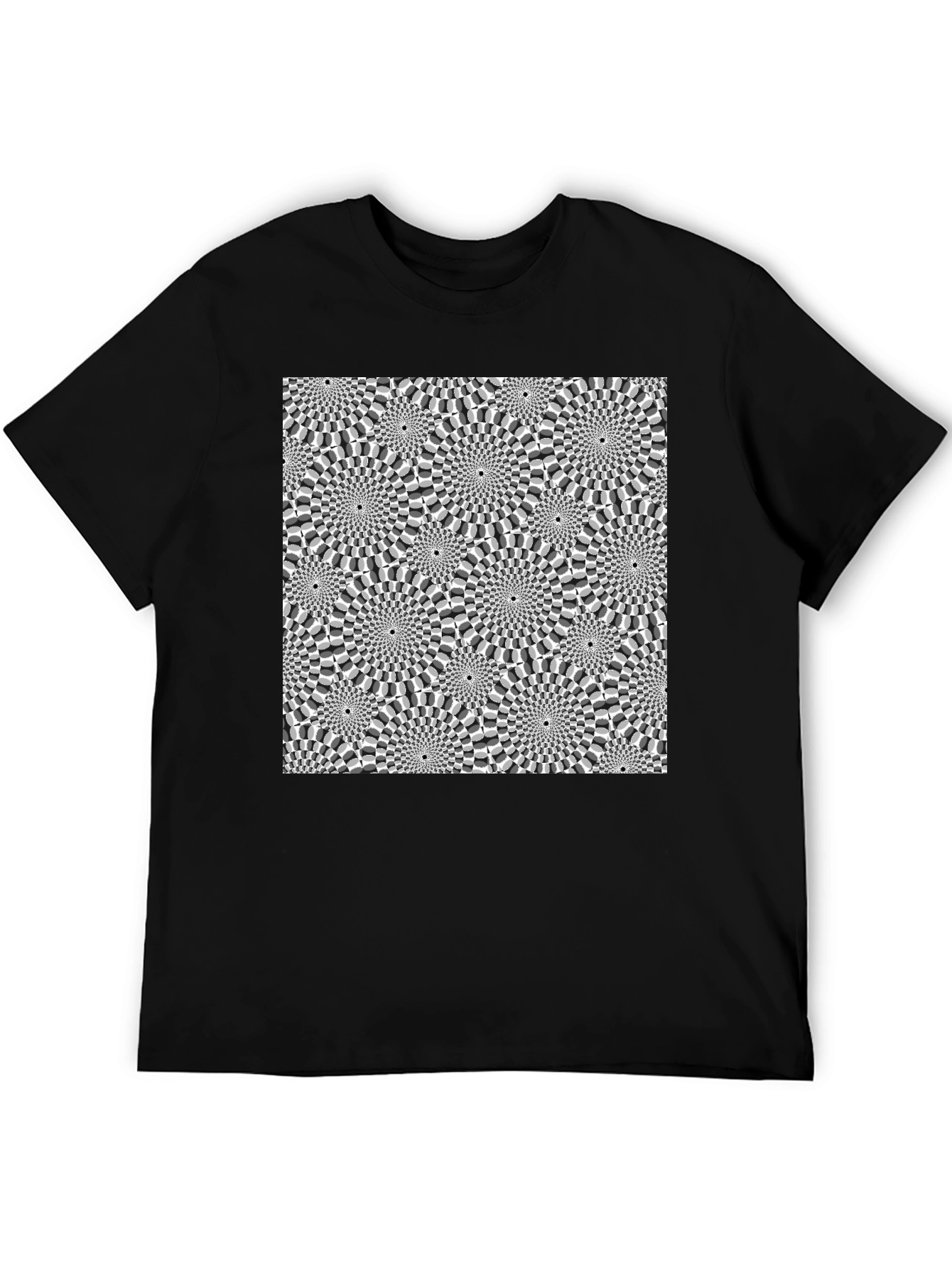 Optical Illusion Graphic Print Black T-Shirt