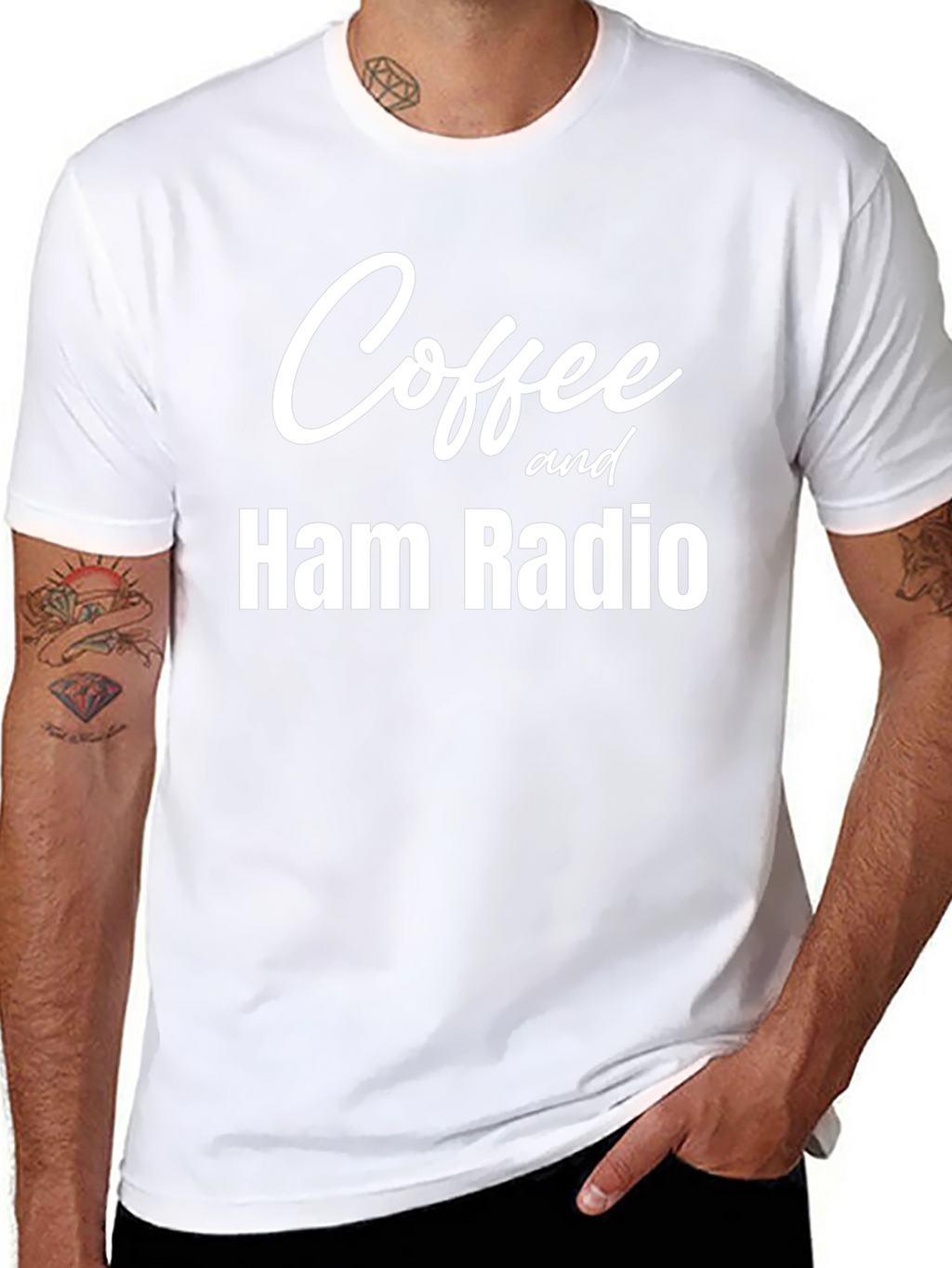 Coffee and Ham Radio T-Shirt - Black