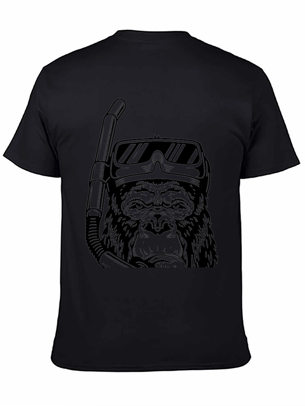 Diving Gorilla Graphic Tee - Black Cotton T-Shirt