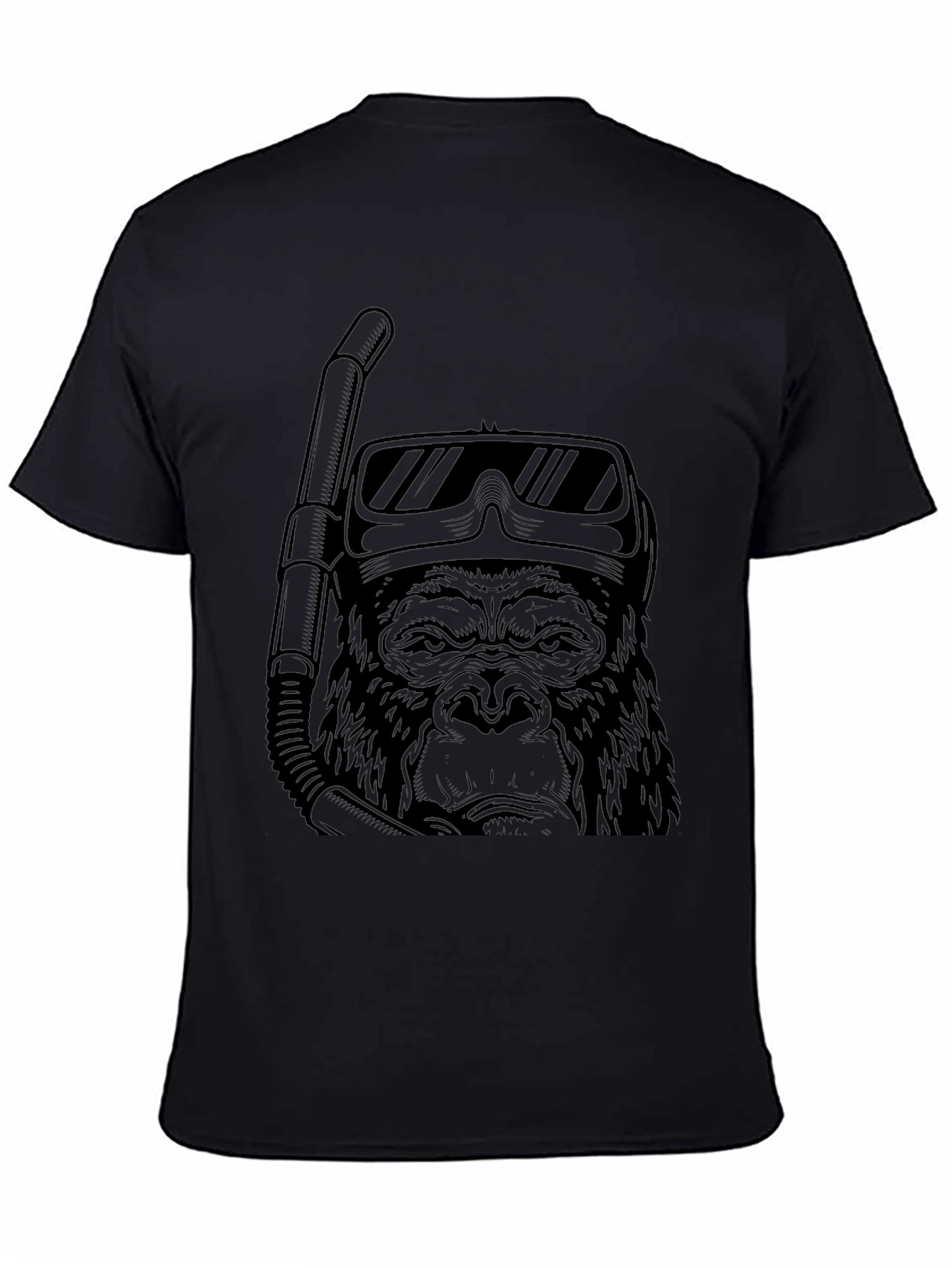 Diving Gorilla Graphic Tee - Black Cotton T-Shirt
