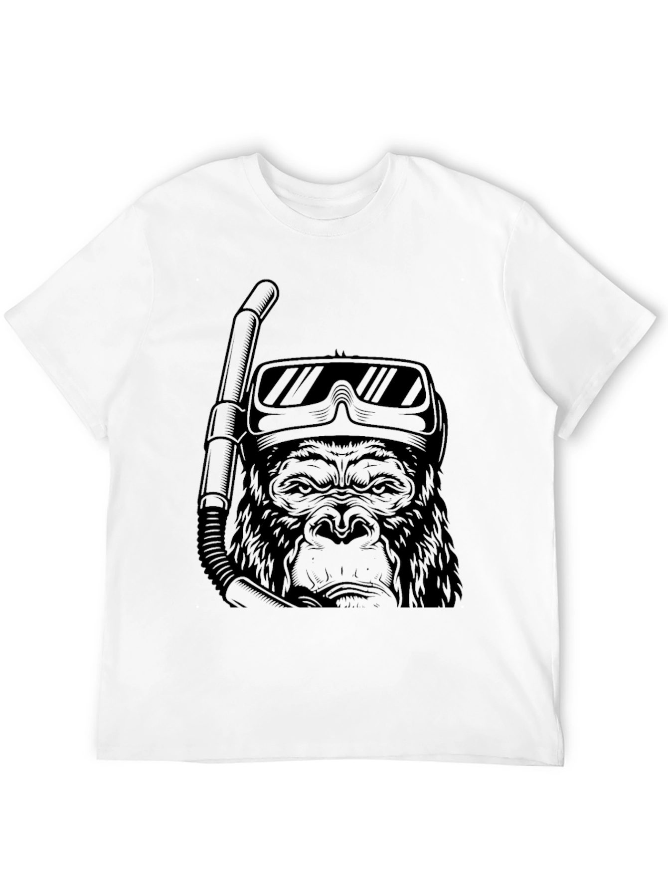 Diving Gorilla Graphic Tee - Black Cotton T-Shirt