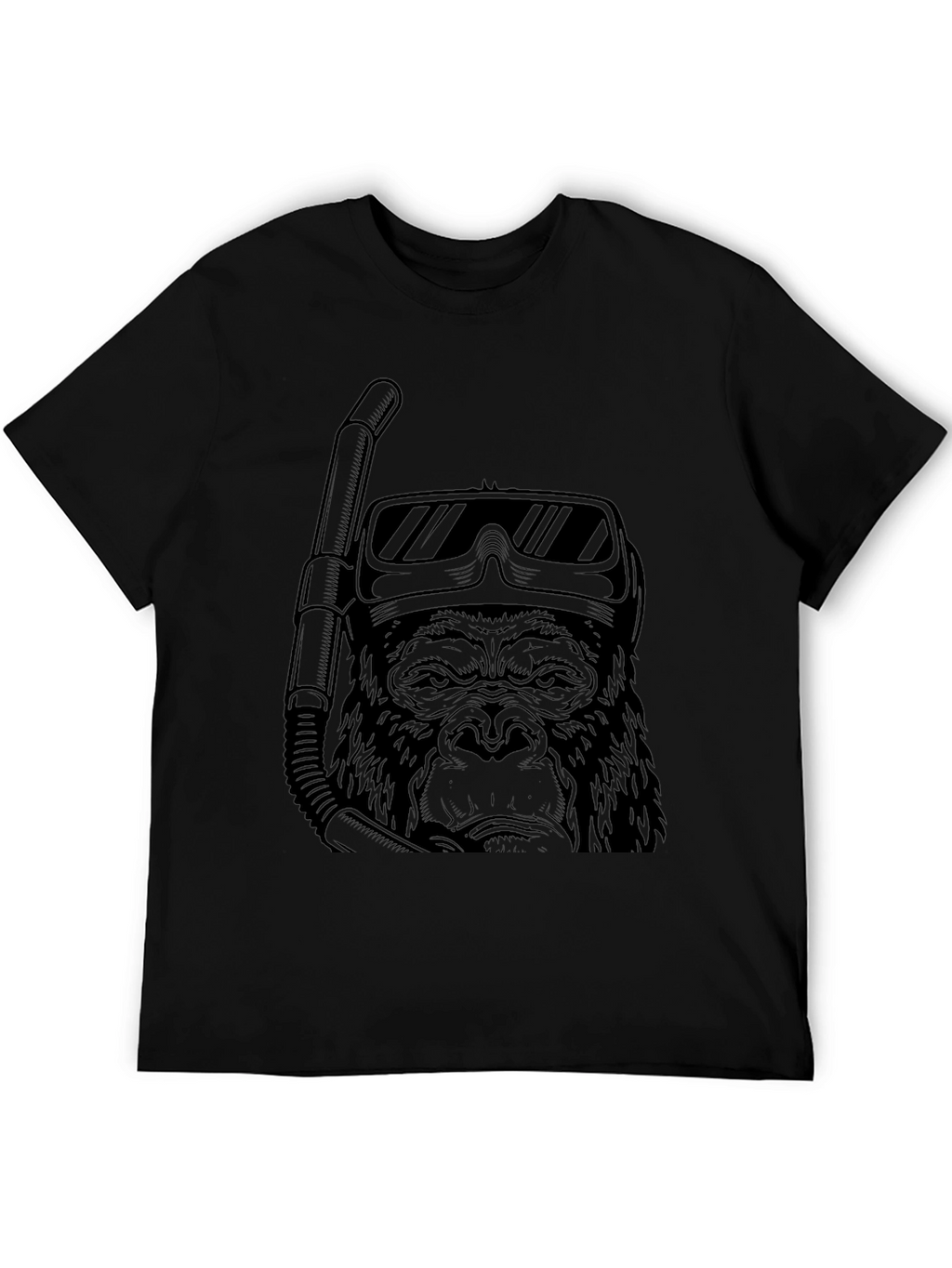 Diving Gorilla Graphic Tee - Black Cotton T-Shirt