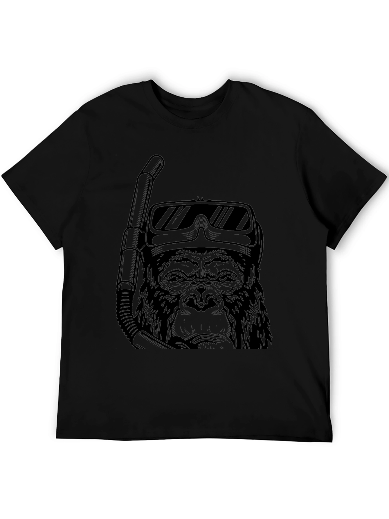 Diving Gorilla Graphic Tee - Black Cotton T-Shirt