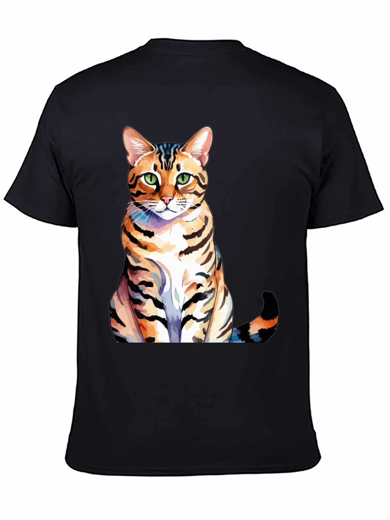 Cat Lover T-Shirt - Bengal Cat Watercolor Art