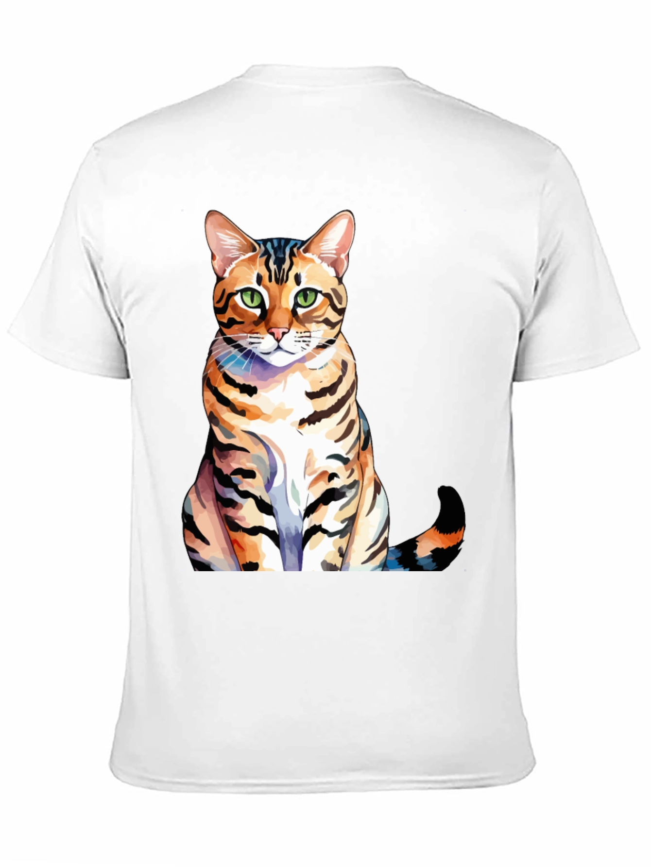 Cat Lover T-Shirt - Bengal Cat Watercolor Art