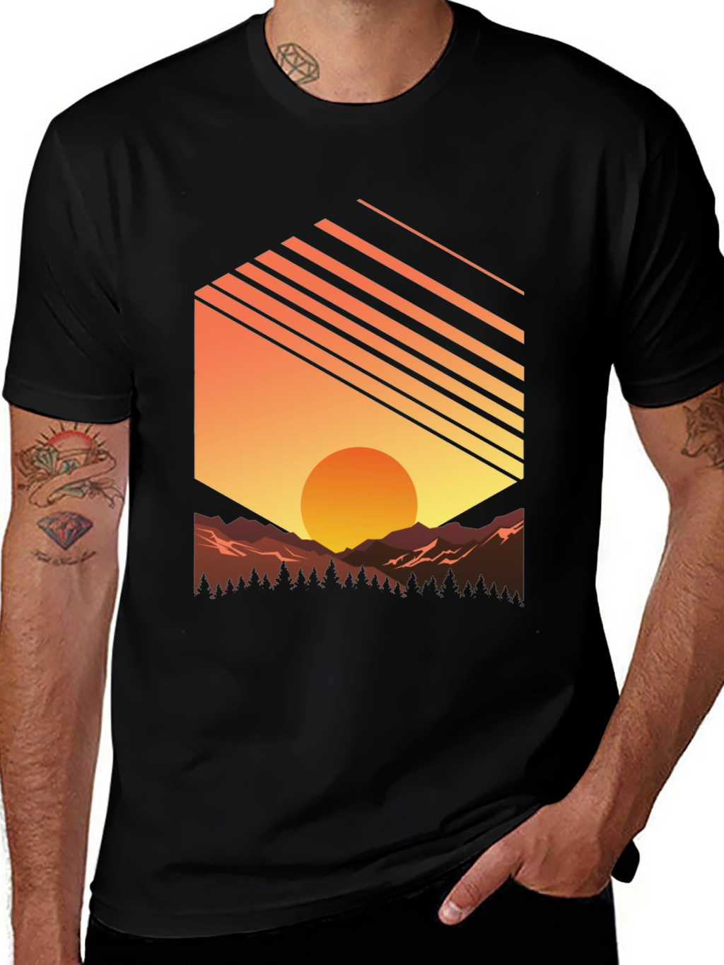 Sunset Mountain Graphic Tee - Nature Inspired T-Shirt