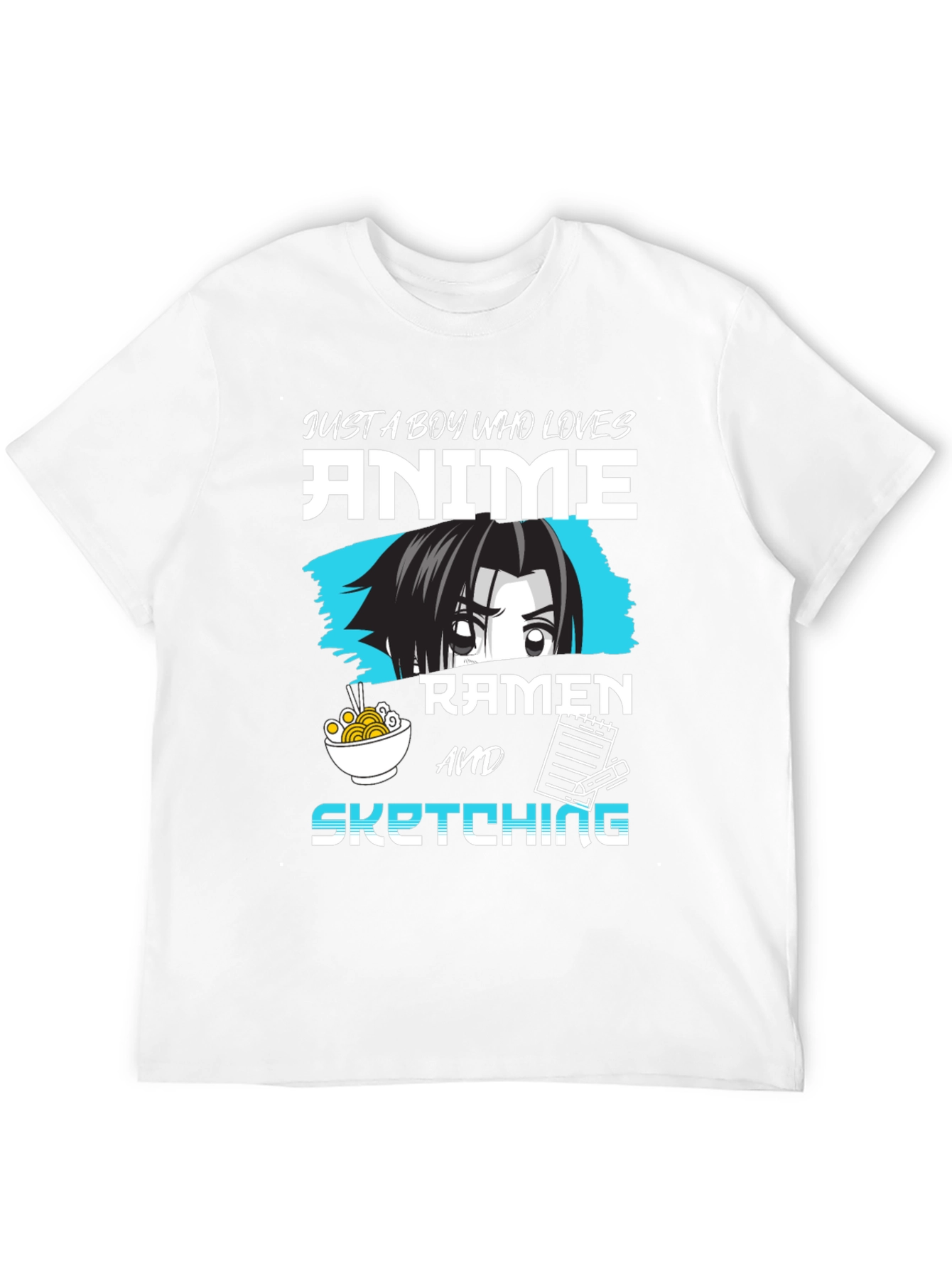 Anime Ramen Sketching Graphic Tee - Just a Boy Who Loves