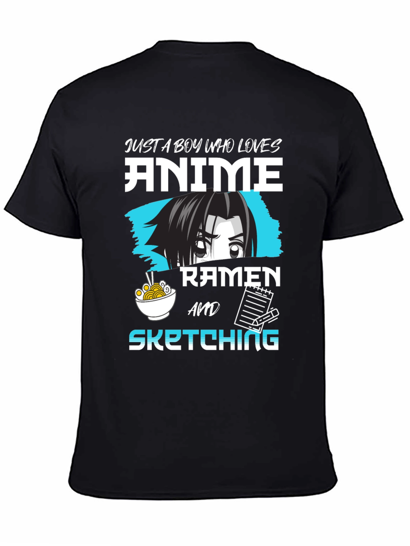 Anime Ramen Sketching Graphic Tee - Just a Boy Who Loves