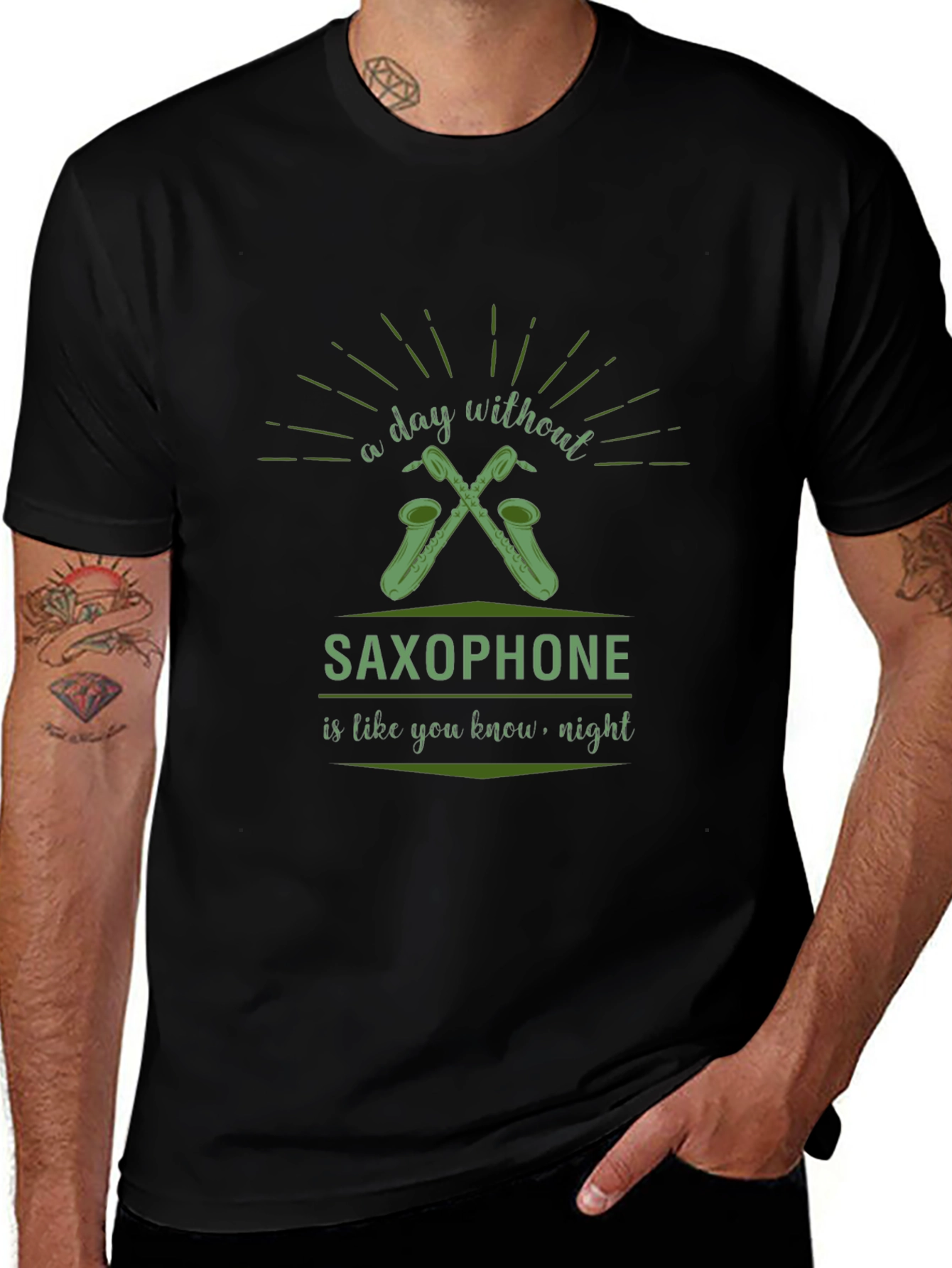 Saxophone Lover Black T-Shirt - Day Without Music