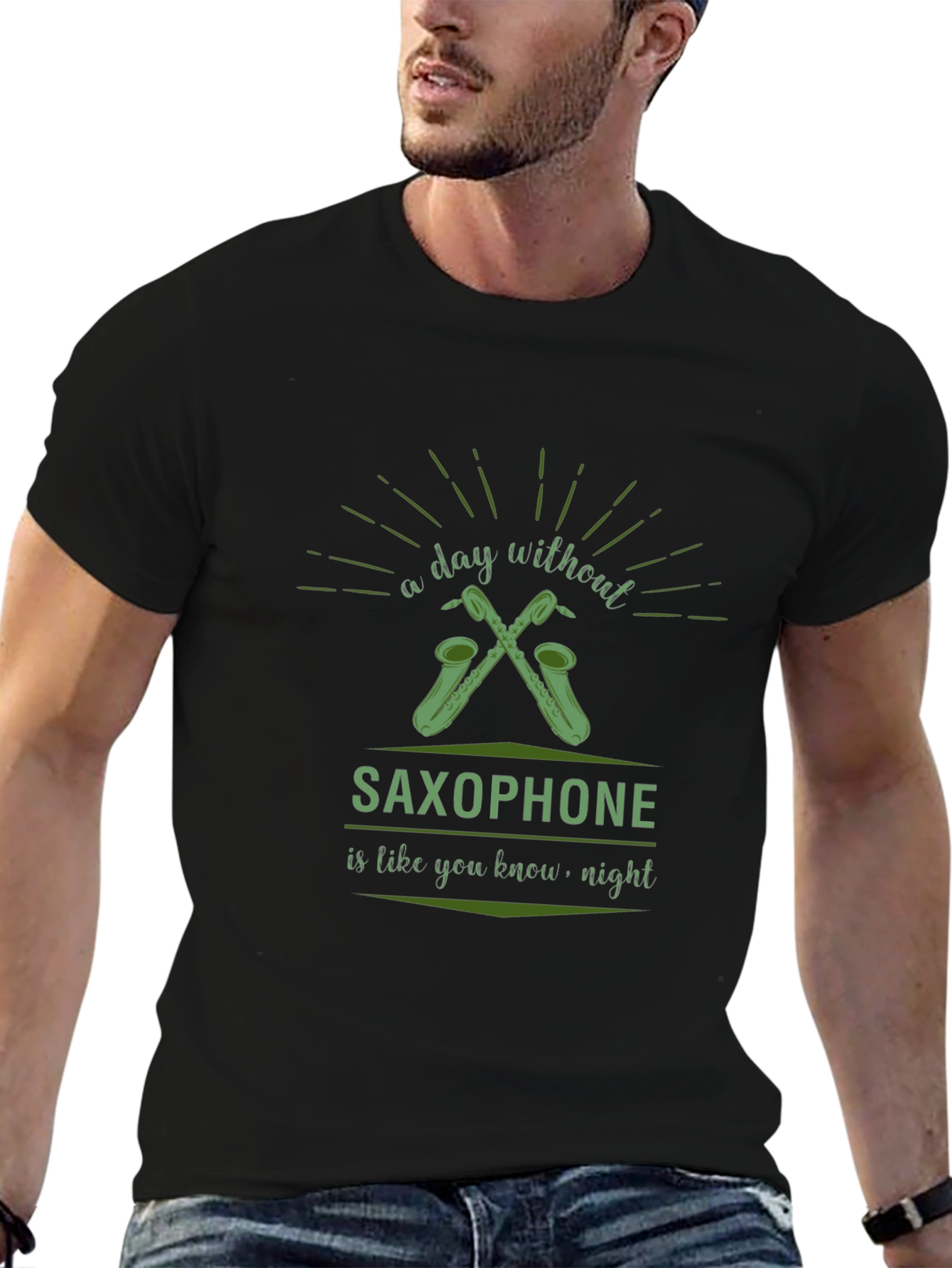 Saxophone Lover Black T-Shirt - Day Without Music