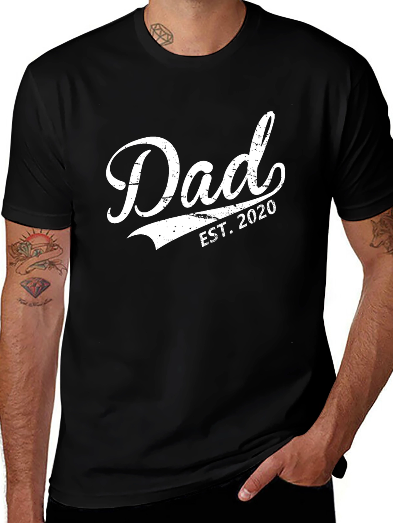 Dad Est. 2020 Black T-Shirt