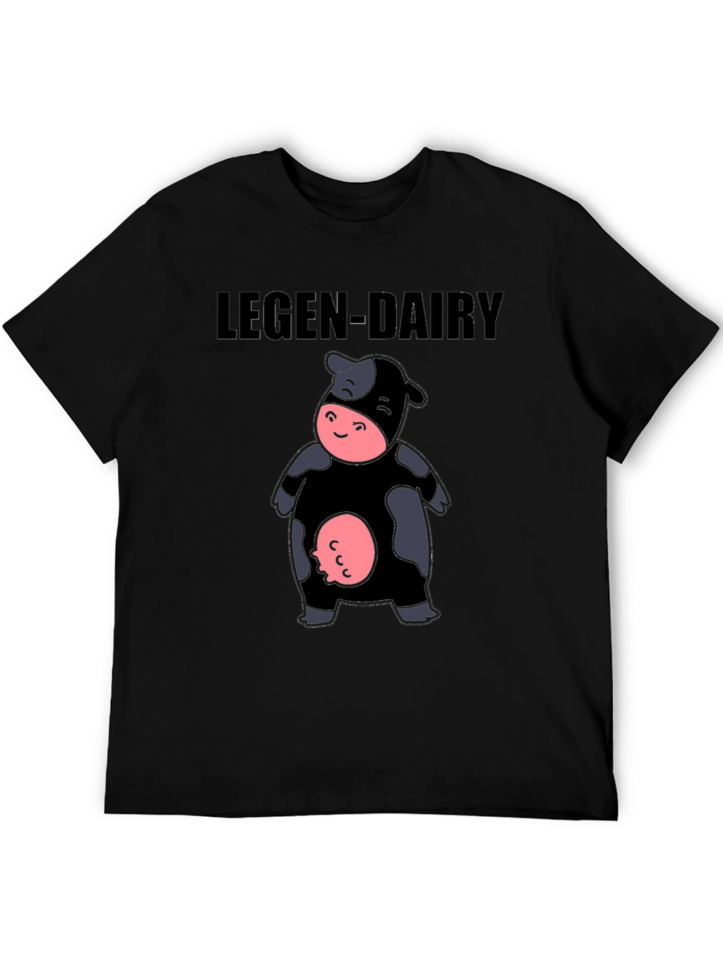 Legen-Dairy Cow Graphic Tee - Black Cotton T-Shirt
