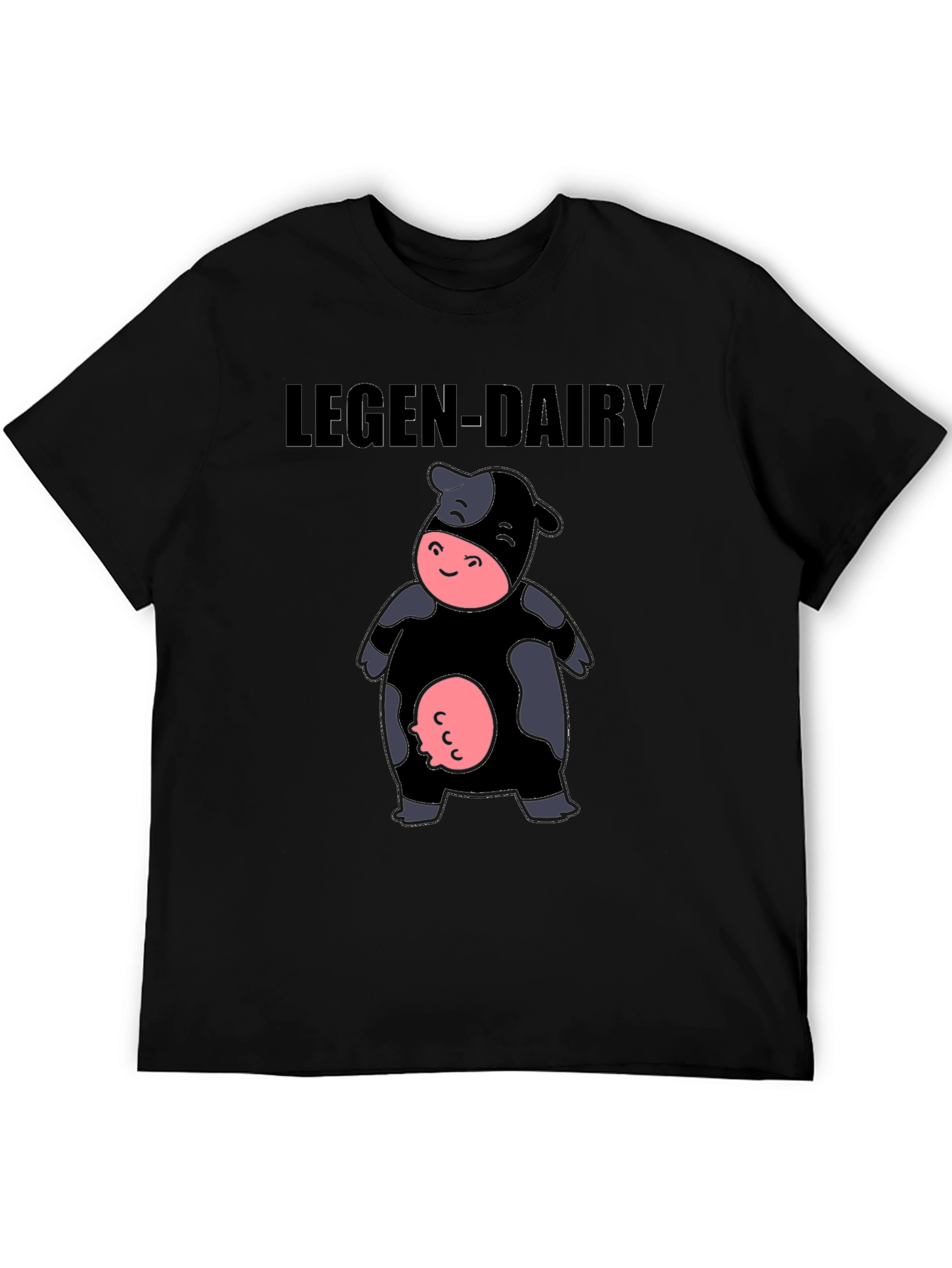Legen-Dairy Cow Graphic Tee - Black Cotton T-Shirt